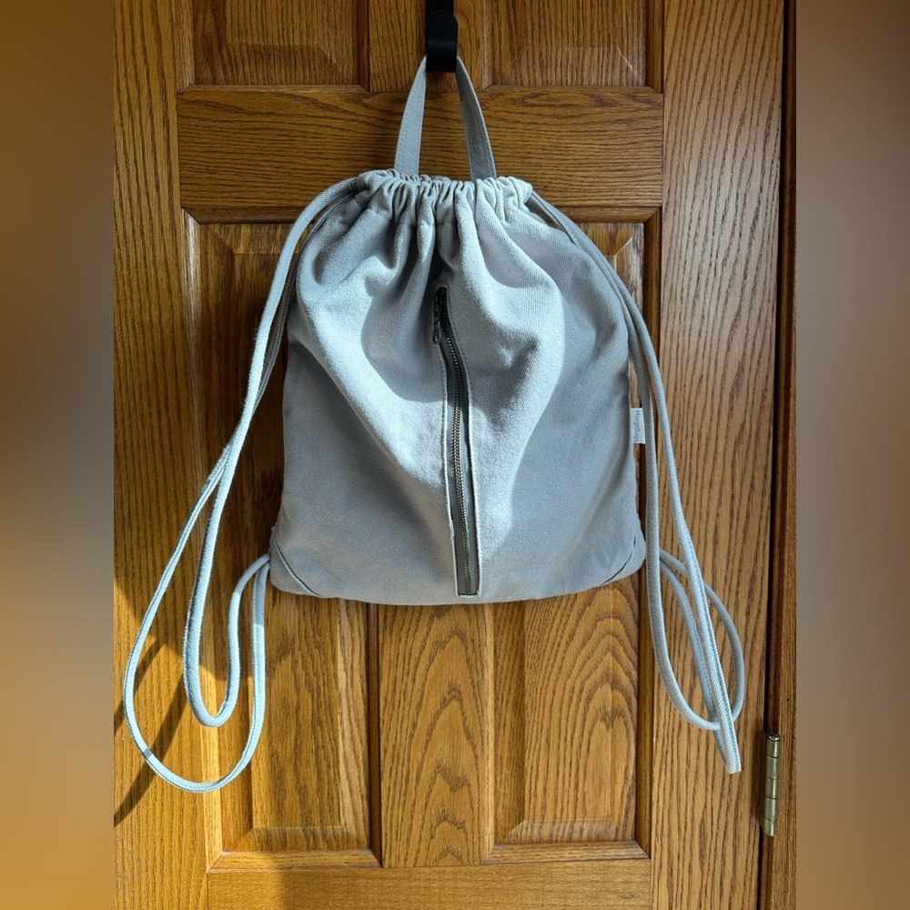 Cinch Drawstring Backpack~Gray Canvas~Mergebags - image 1